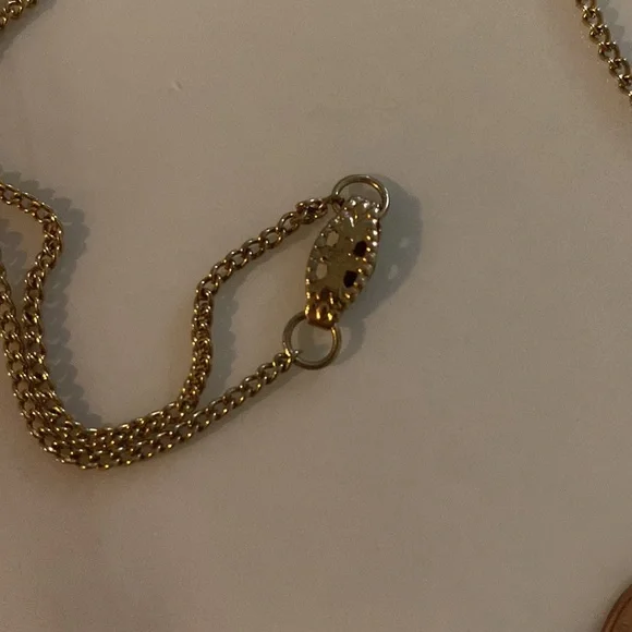 Victorian style gold tone and blue stone necklace - Picture 4 of 5